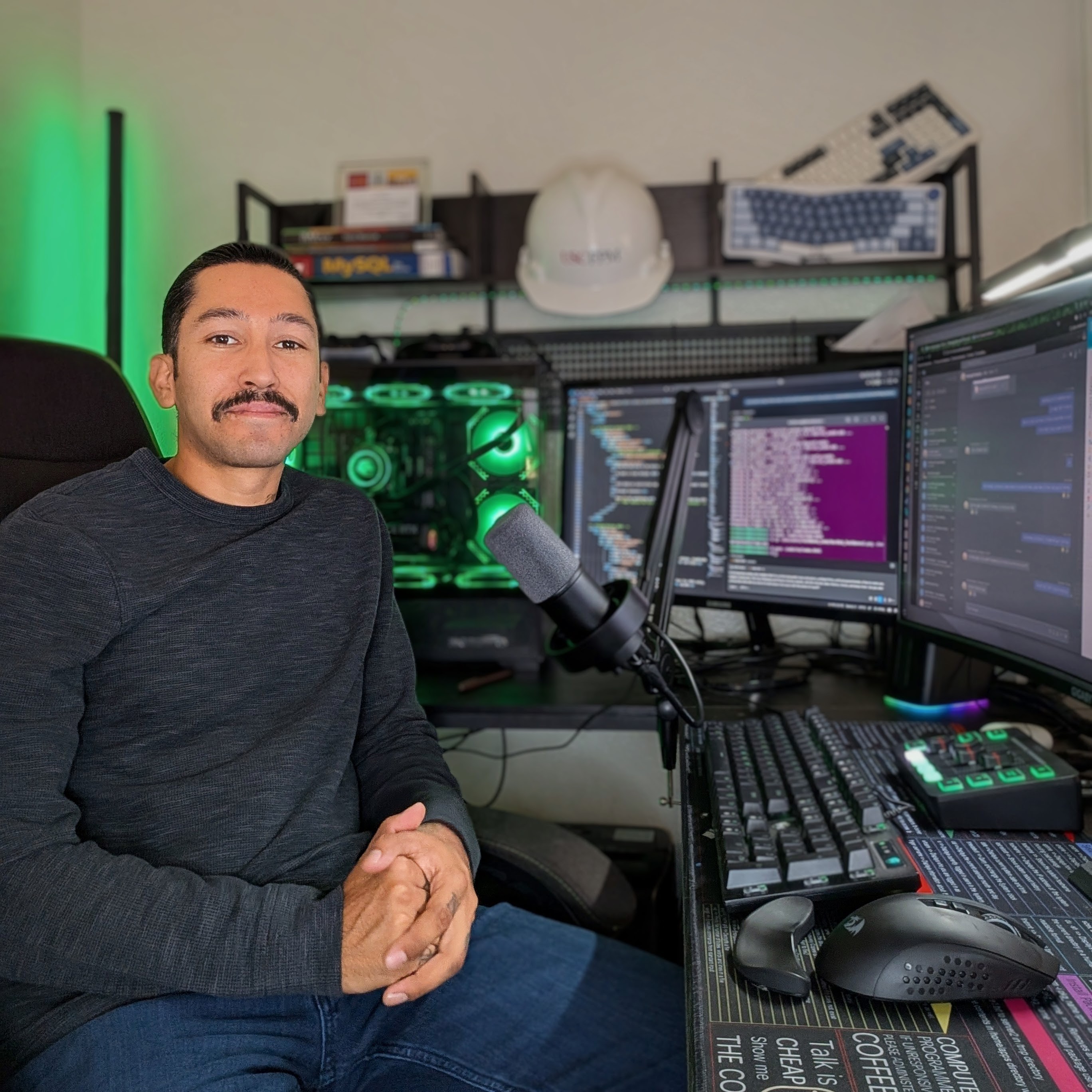 Isaac Barajas at his workspace